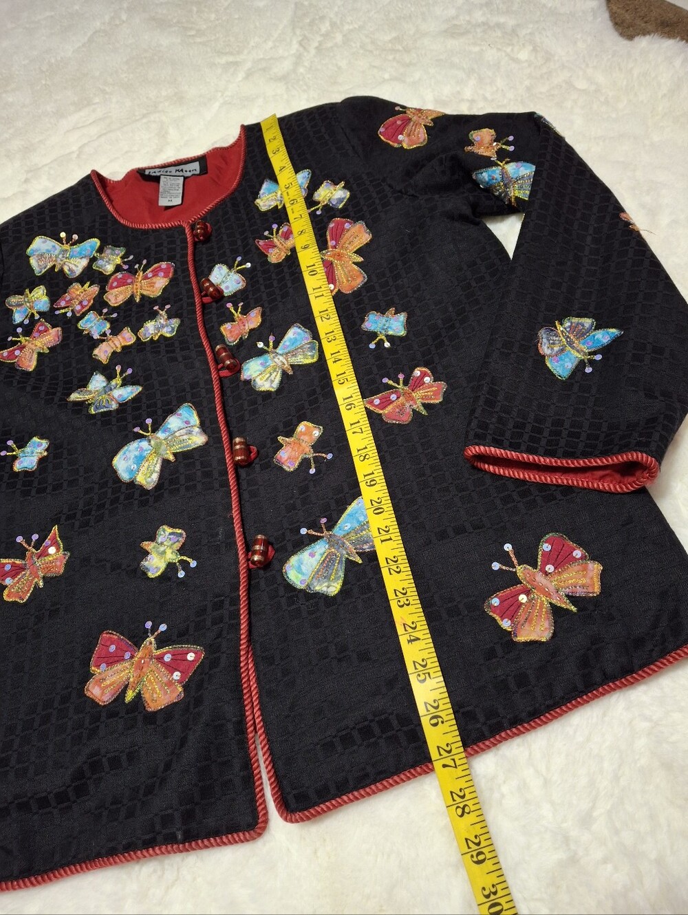 Indigo Moon Butterflies Appliques Sequin Jacket Women Size Medium - Picture 15 of 16